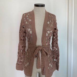 Silk/Cashmere Crochet Cardigan by Megan Park Size 1